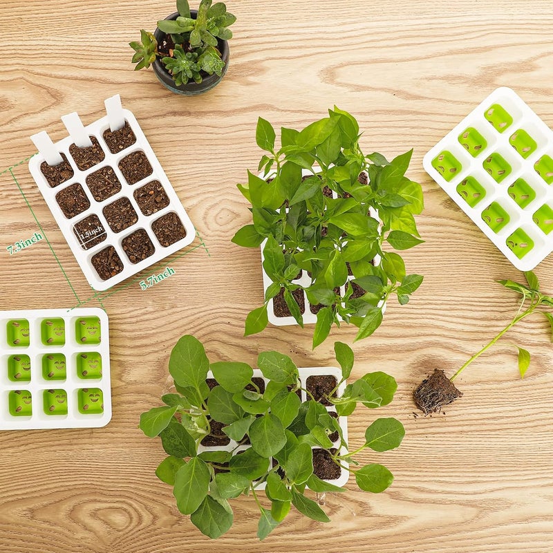 Ryscam 6pcs Reusable Seed Starter Kit, 72 Cells Seed Starter Trays, Silicone Seedling Starter Trays for Starting Plant Seeds with Flexible pop-Out Cells, Indoor Gardening Plant Germination Trays - Image 2